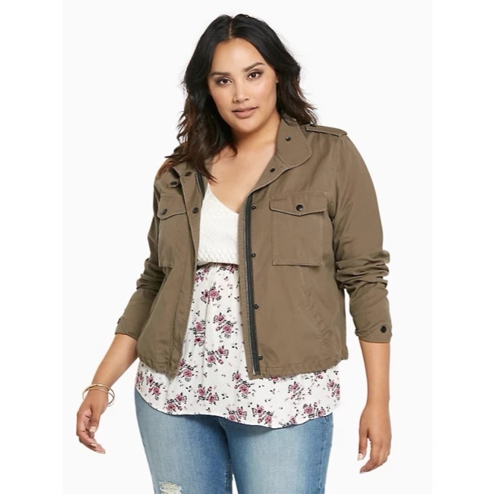 [Torrid] Fall Brown Cropped Twill Utility Jacket